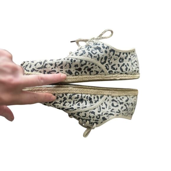 TOMS Shoes Cordones Leopard Animal Print Womens Size 8 Lace Up Espadrilles Beige - Picture 6 of 10